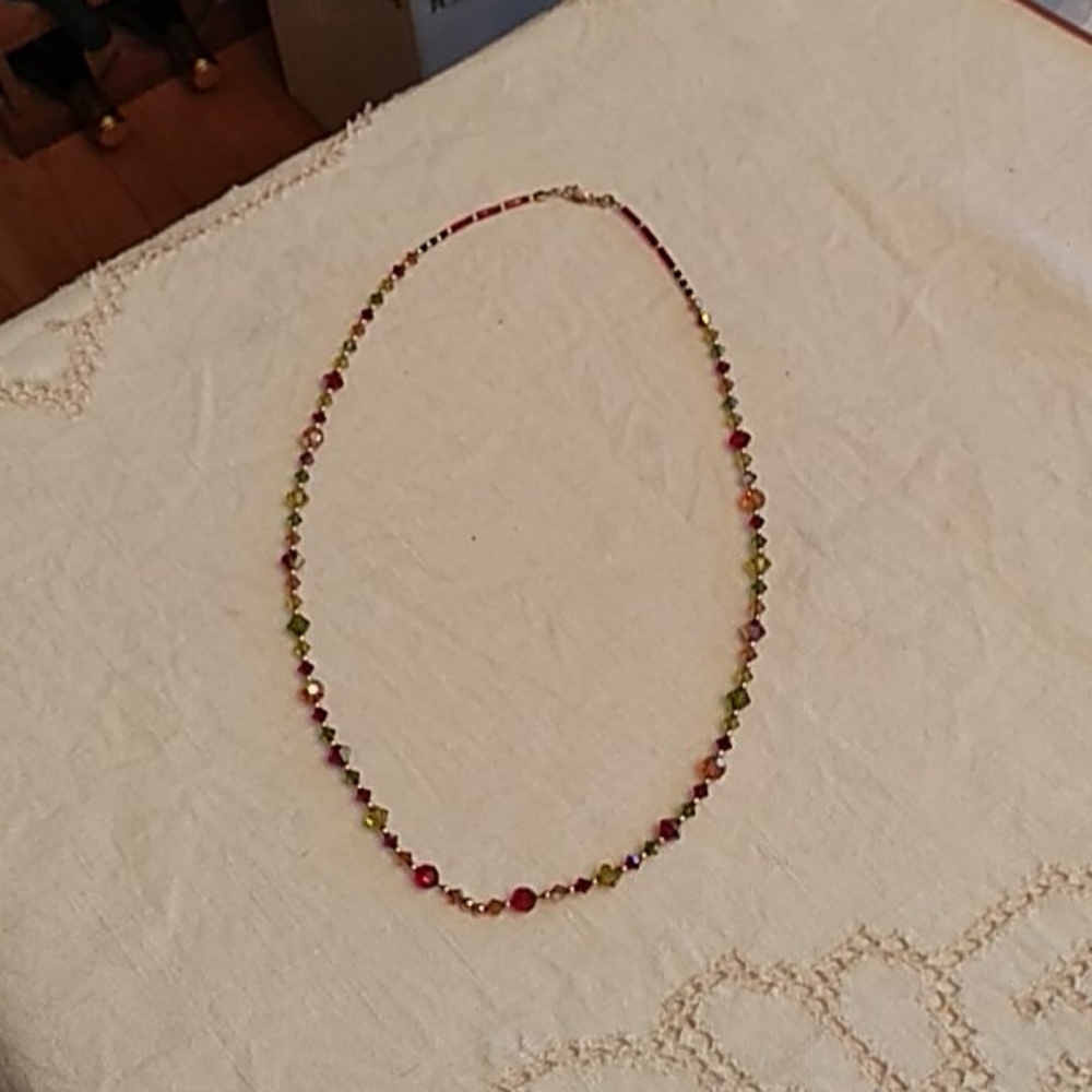 Tourmaline Necklace with multicolored crystals